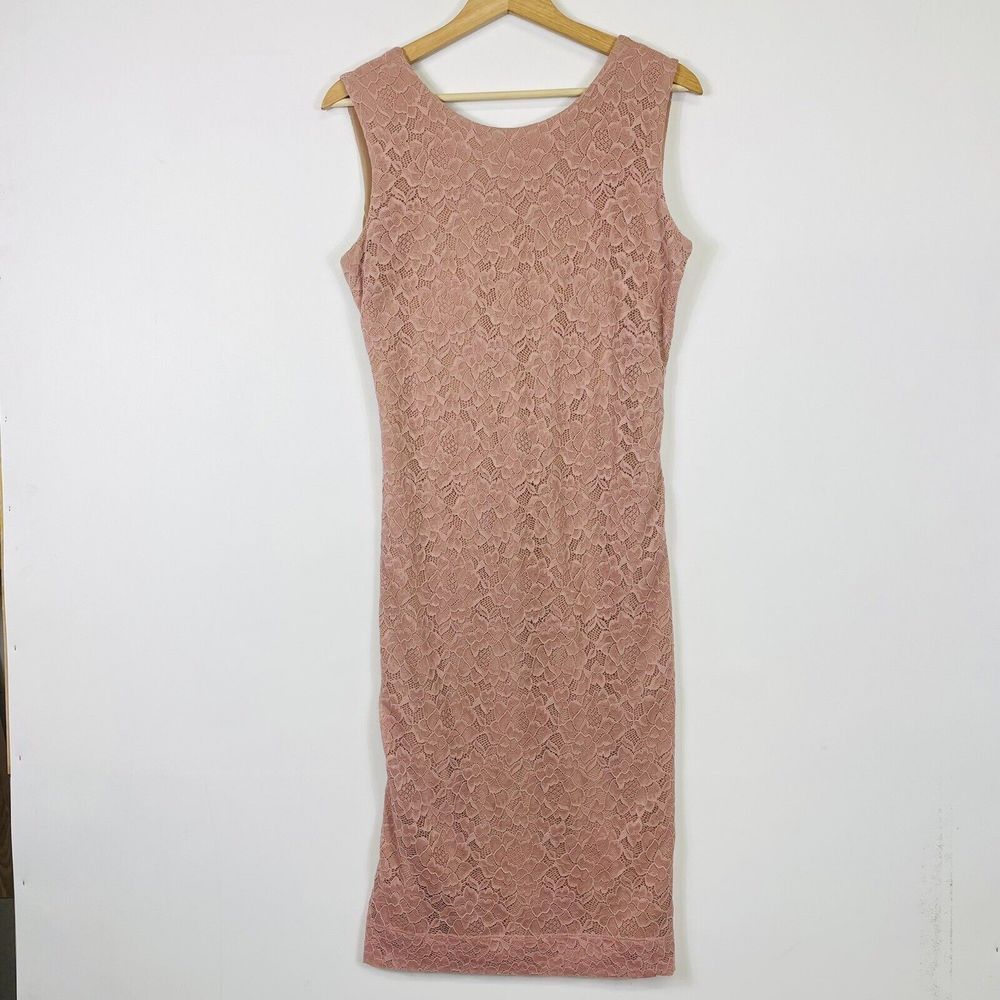 Dress The Population Pink Lace Lined Sheath Bodycon Sleeveless Dress Women Large